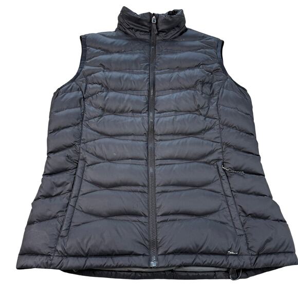 Eddie Bauer Vest Womens Size TL Black Puffer Down Packable Full Zip Up - Picture 1 of 8
